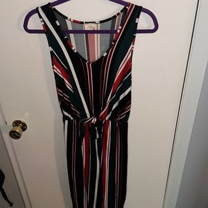 Multicolor stripped jumper suit with front tie